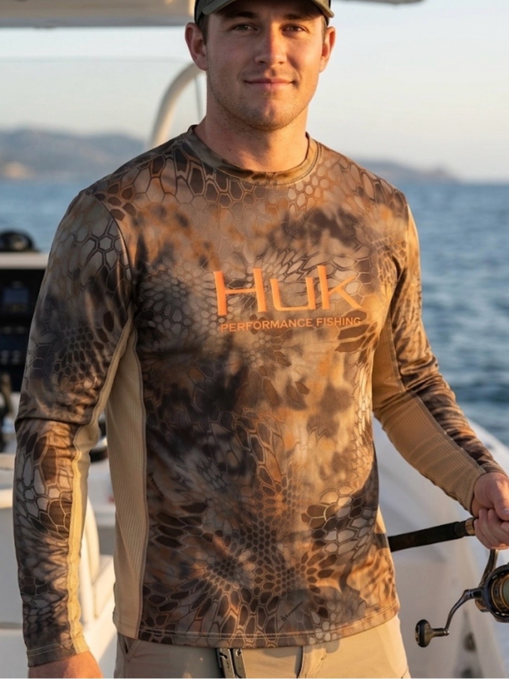HUK Icon Kryptex Long Sleeve Fishing Shirt S Brown